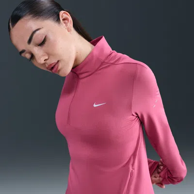 Nike Women's Swift Dri-fit Uv 1/4-zip Running Top In Pink