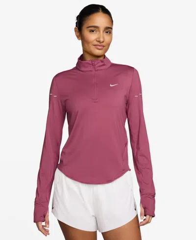 Nike Women's Swift Dri-fit Uv 1/4-zip Running Top In Pink