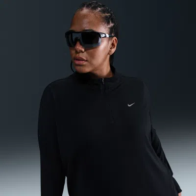Nike Women's Swift Dri-fit Uv 1/4-zip Running Top (plus Size) In Black
