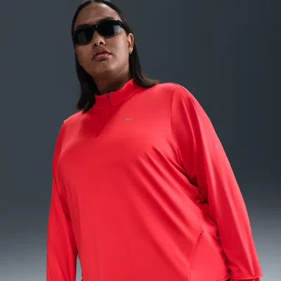 Nike Women's Swift Dri-fit Uv 1/4-zip Running Top (plus Size) In Red