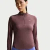 Nike Women's Swift Dri-fit Uv 1/4-zip Running Top In Brown