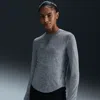 Nike Women's Swift Dri-fit Uv Long-sleeve Crew-neck Running Top In Grey