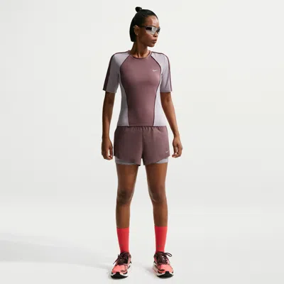 Nike Women's Swift Dri-fit Mid-rise 2-in-1 Running Shorts In Pink