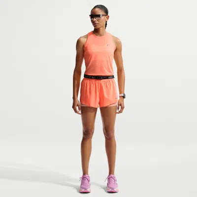Nike Women's Swift Dri-fit Mid-rise 2-in-1 Running Shorts In Orange