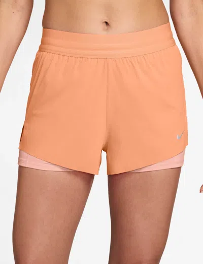 Nike Women's Swift Dri-fit Mid-rise 2-in-1 Running Shorts In Orange