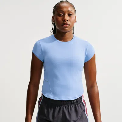 Nike Women's Swift Dri-fit Seamless Cropped Short-sleeve Running Top In Blue