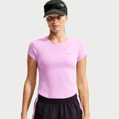 Nike Women's Swift Dri-fit Seamless Cropped Short-sleeve Running Top In Pink