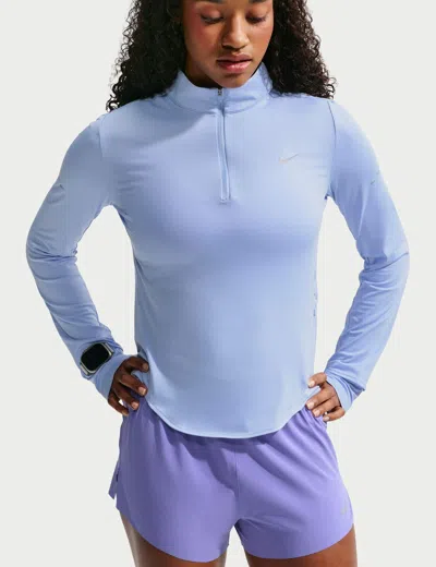 Nike Women's Swift Dri-fit Uv 1/4-zip Running Top In Blue