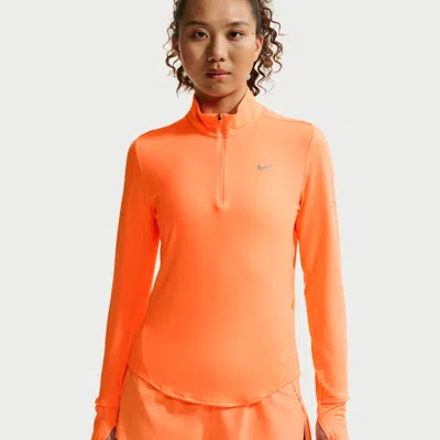 Nike Women's Swift Dri-fit Uv 1/4-zip Running Top In Orange
