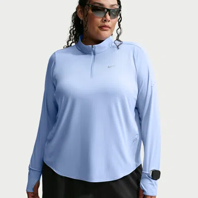 Nike Women's Swift Dri-fit Uv 1/4-zip Running Top (plus Size) In Blue
