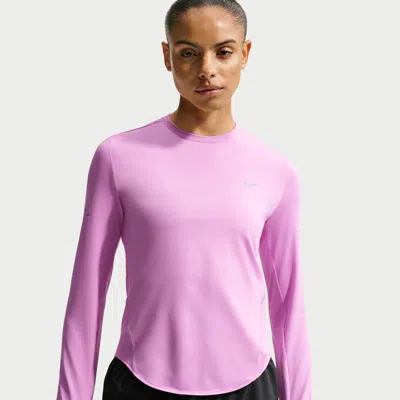 Nike Women's Swift Dri-fit Uv Long-sleeve Crew-neck Running Top In Purple