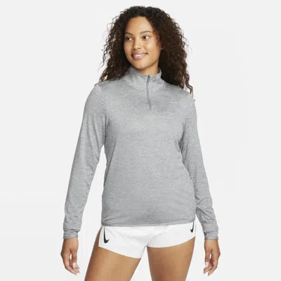 Nike Women's Swift Element Uv Protection 1/4-zip Running Top In Gray