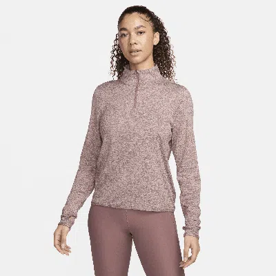 Nike Women's Swift Element Uv Protection 1/4-zip Running Top In Smokey Mauve/ Reflective Silv