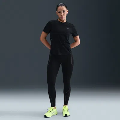 Nike Women's Swift High-waisted 7/8 Running Leggings With Reflective Accents In Black