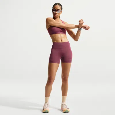 Nike Women's Swift High-waisted 4" Tight Running Shorts With Pockets In Red