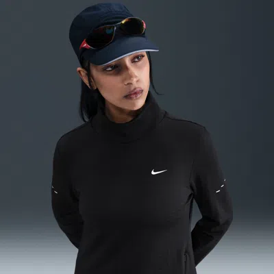 Nike Women's Swift Therma-fit Turtle-neck Running Top In Blue