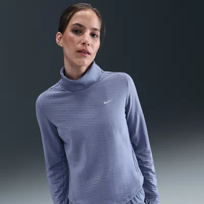 Nike Women's Swift Therma-fit Turtle-neck Running Top In Blue