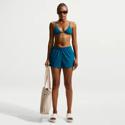 Nike Women's Swim Breaker Terry Texture Cover-up Short In Blue