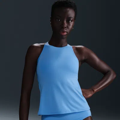 Nike Women's Swim Essential Lace-up High-neck Tank Topini In Blue
