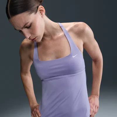 Nike Women's Swim Essential Square-neck Tankini Top In Purple