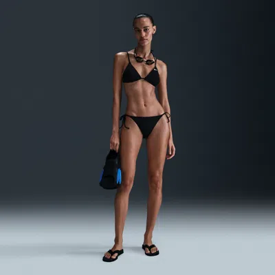 Nike Women's Swim Essential Tie-string Bikini Bottom In Black