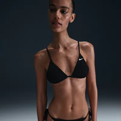 Nike Women's Swim Essential Triangle Bikini Top In Black