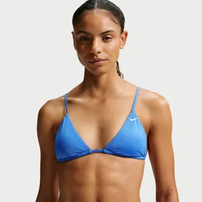 Nike Women's Swim Essential Triangle Bikini Top In Blue