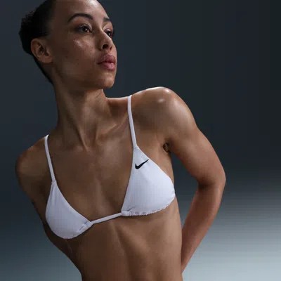 Nike Women's Swim Essential Triangle Bikini Top In White