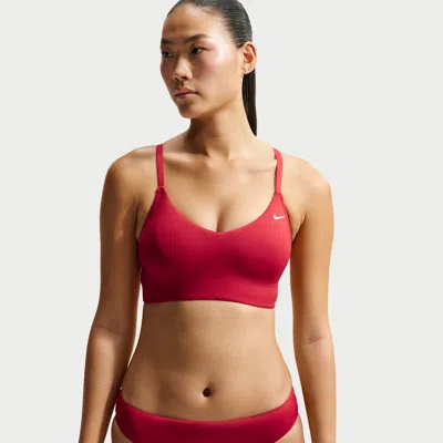 Nike Women's Swim Essential V-neck Midkini In Red