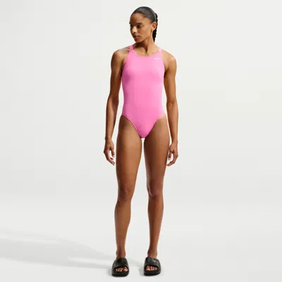 Nike Women's Swim Hydrastrong Essential Fastback One Piece In Pink