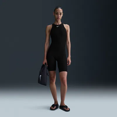 Nike Women's Swim Hydrastrong High-neck Legsuit In Black