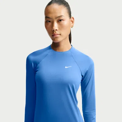 Nike Women's Swim Hydroguard Dri-fit Uv Long Sleeve Top In Blue
