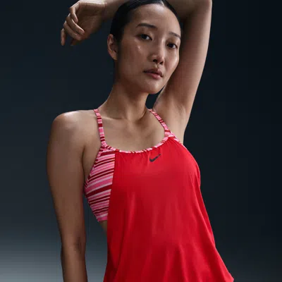 Nike Women's Swim Layered Tank Topini In Red