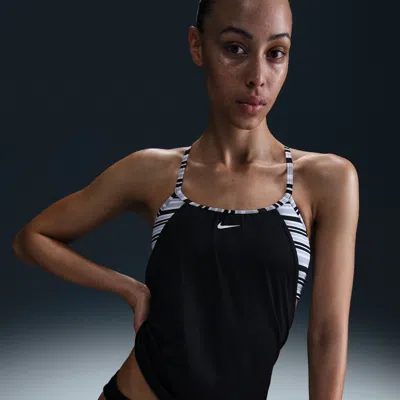 Nike Women's Swim Layered Tank Topini In Black