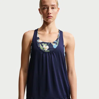 Nike Women's Swim Layered Tank Topini In Blue
