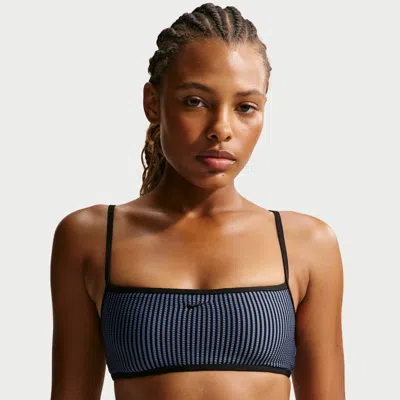 Nike Women's Swim Ripple Texture Bralette Bikini Top In Blue