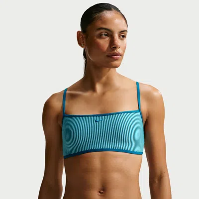 Nike Women's Swim Ripple Texture Bralette Bikini Top In Blue