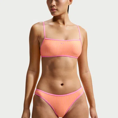 Nike Women's Swim Ripple Texture Bralette Bikini Top In Pink