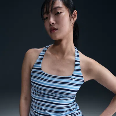 Nike Women's Swim Square-neck Tank Topini In Blue