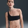 Nike Women's Swim Swoosh Link Terry Asymmetrical Bikini Top In Black