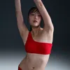 Nike Women's Swim Swoosh Link Terry Asymmetrical Bikini Top In Red