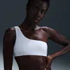 Nike Women's Swim Swoosh Link Terry Asymmetrical Bikini Top In White