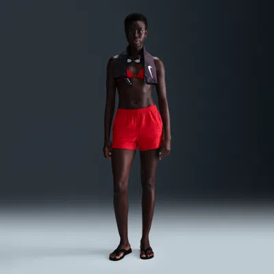 Nike Women's Swim Swoosh Link Terry Cover-up Shorts In Red
