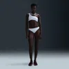 Nike Women's Swim Swoosh Link Terry Hipster Bikini Bottom In White
