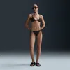 Nike Women's Swim Swoosh Link Terry Tie-string Bikini Bottom In Brown