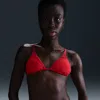 Nike Women's Swim Swoosh Link Terry Triangle Bikini Top In Red
