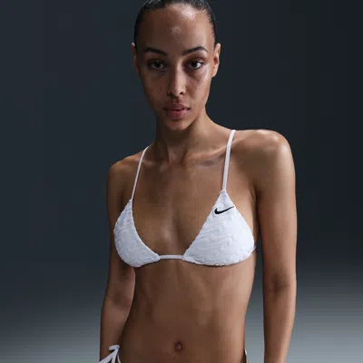 Nike Women's Swim Swoosh Link Terry Triangle Bikini Top In White