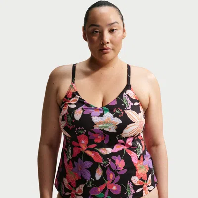 Nike Women's Swim V-neck Tank Topini (plus Size) In Black