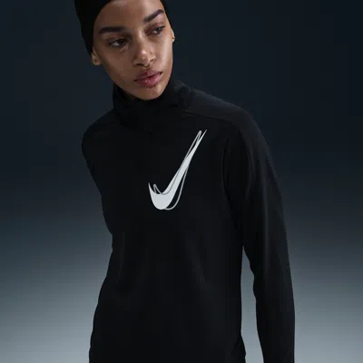 Nike Women's Swoosh Dri-fit 1/2-zip Running Mid Layer In Black