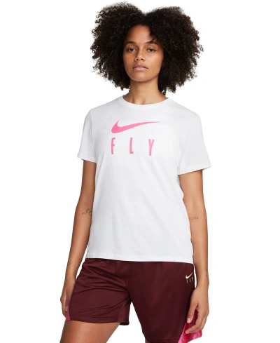 Nike Women's Swoosh Fly Dri-fit Crewneck Graphic T-shirt In White